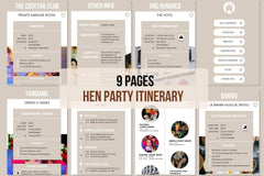 Hen Party Itinerary Template | Mobile | 9 Pages