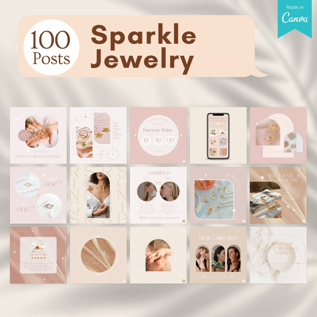 100 Sparkle Jewelry Posts - Canva Templates