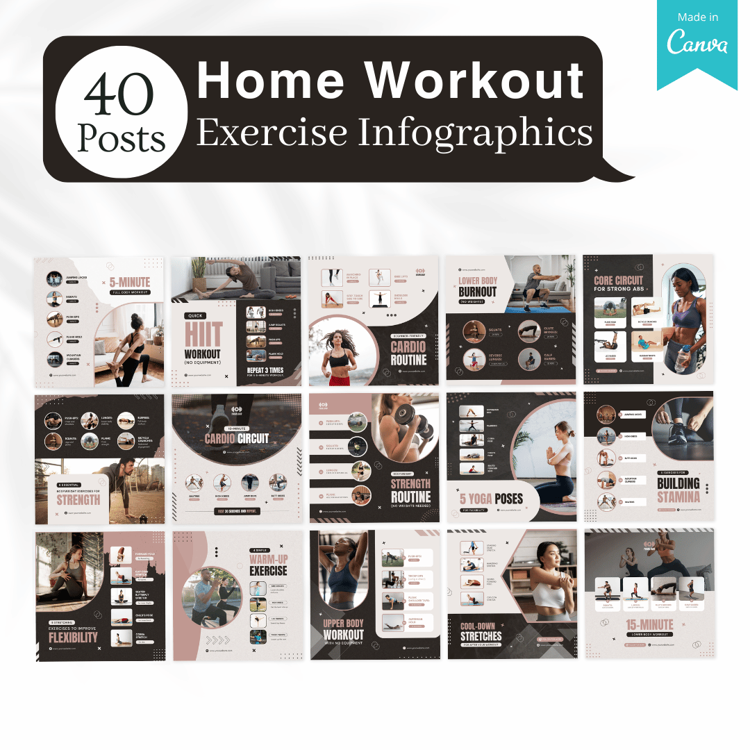 215 Home Workout Canva Templates