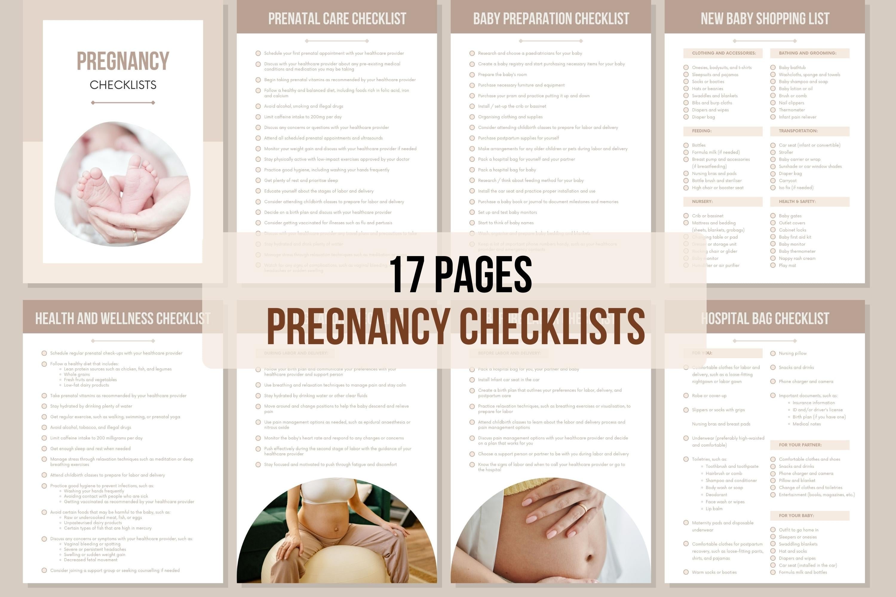 Pregnancy Checklists - 17 Pages