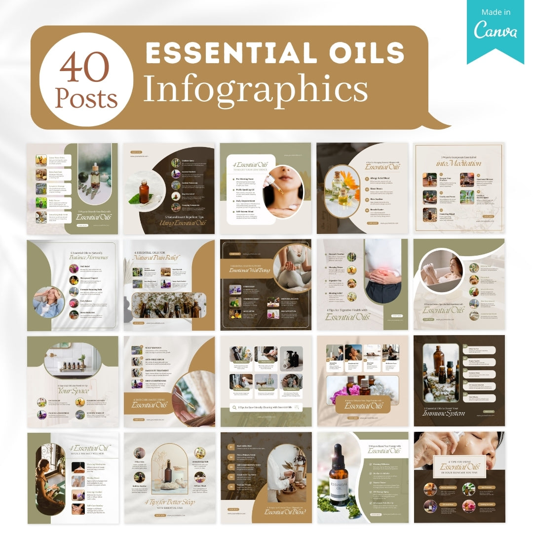 300 Essential Oils Posts -  Social Media Templates