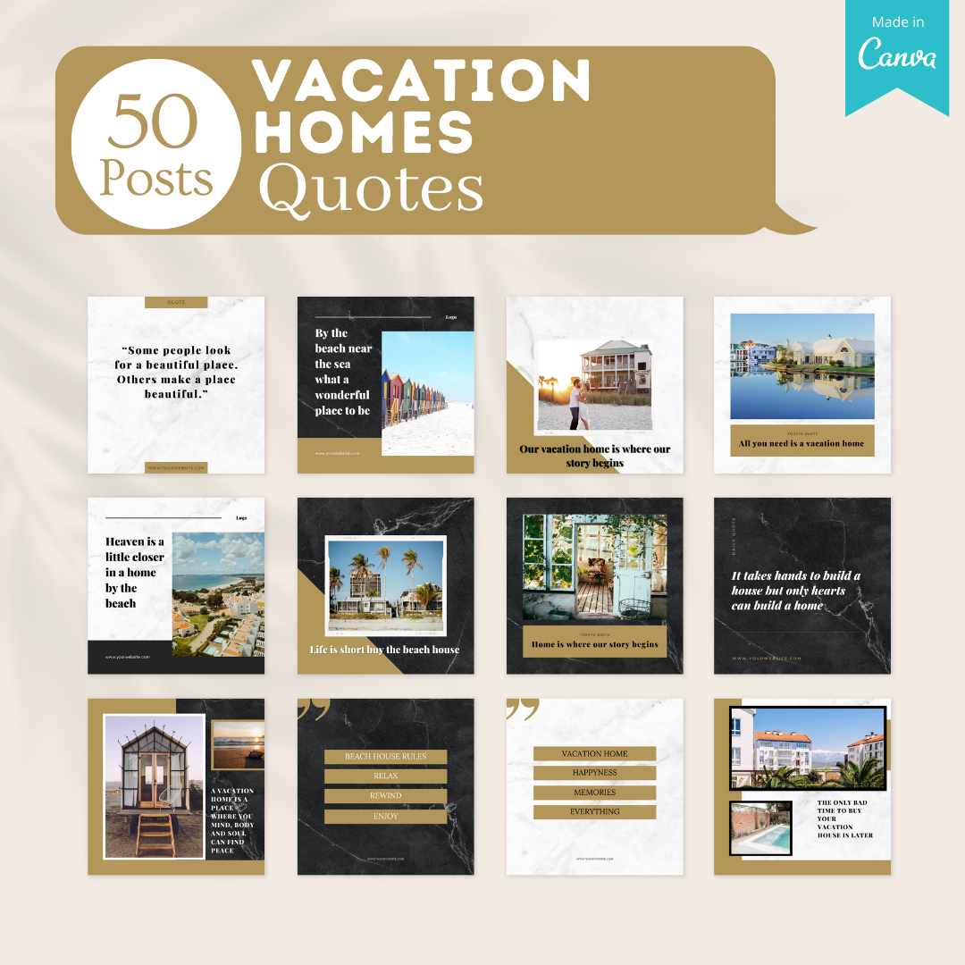 200 Vacation Homes Posts  - Social Media Templates