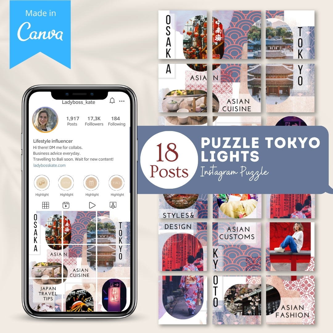 Puzzle Tokyo Lights - Canva Templates