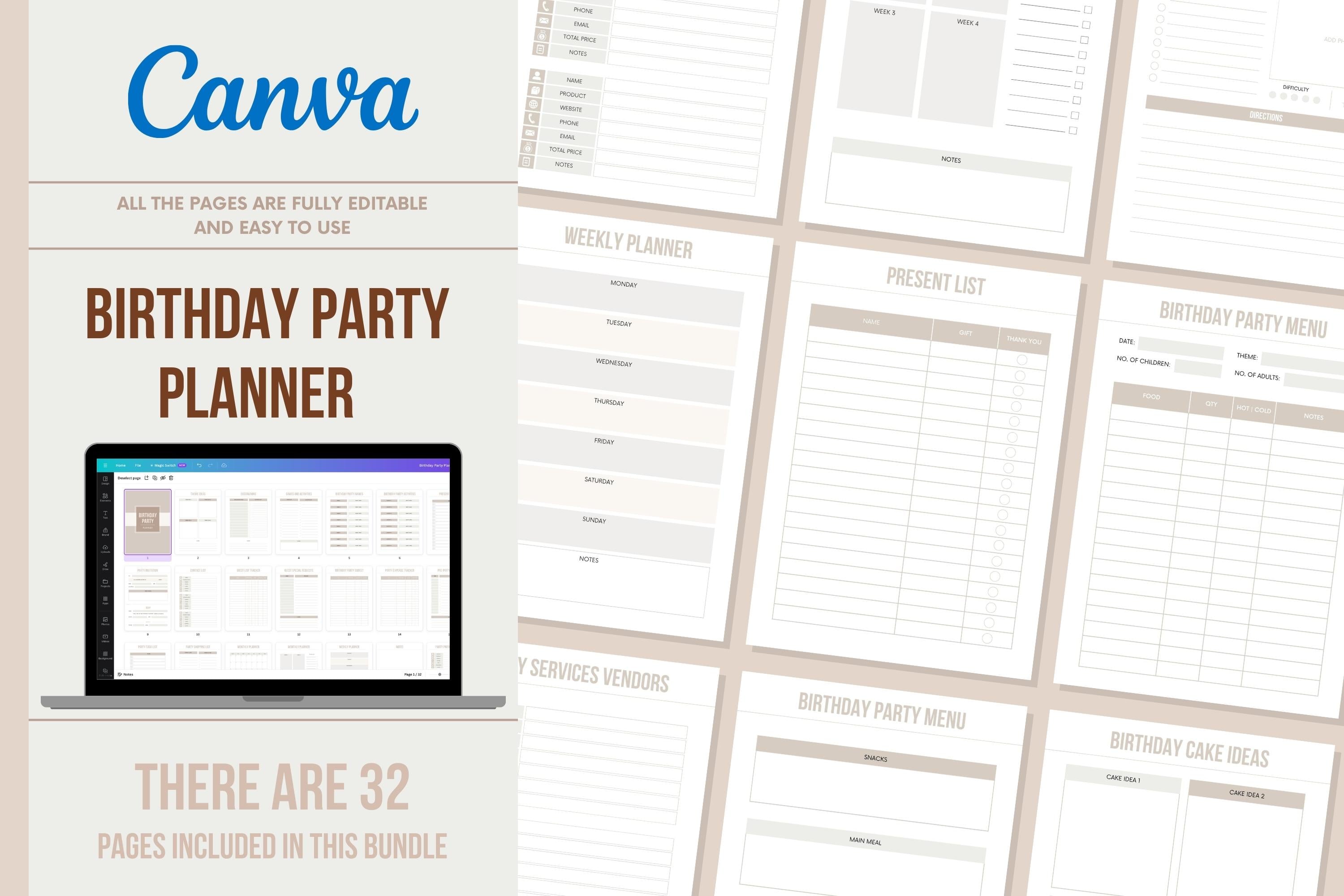 Birthday Party Planner - 32 Pages