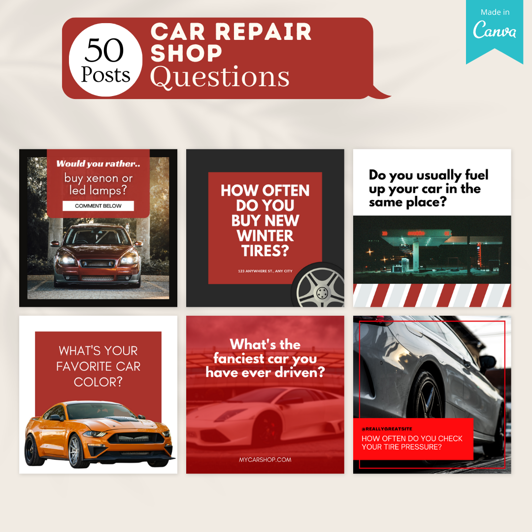 200 Car Repair Shop Posts - Social Media Templates – Viralcontent.design