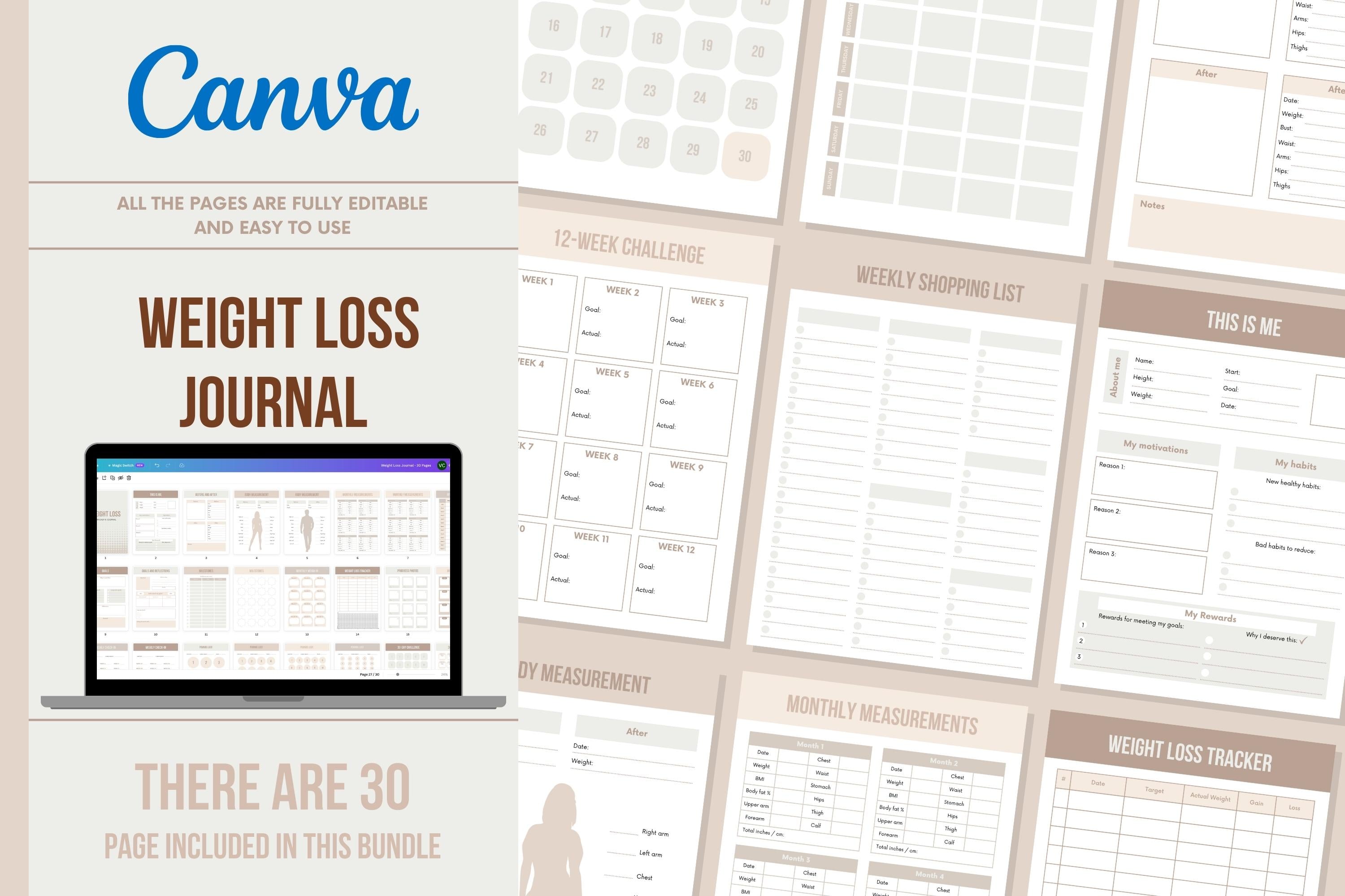 Weight Loss Journal - 30 Pages