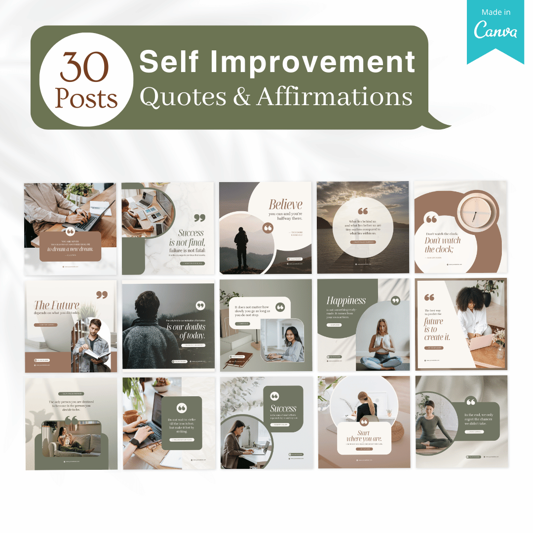 210 Self Improvement Posts - Social Media Templates