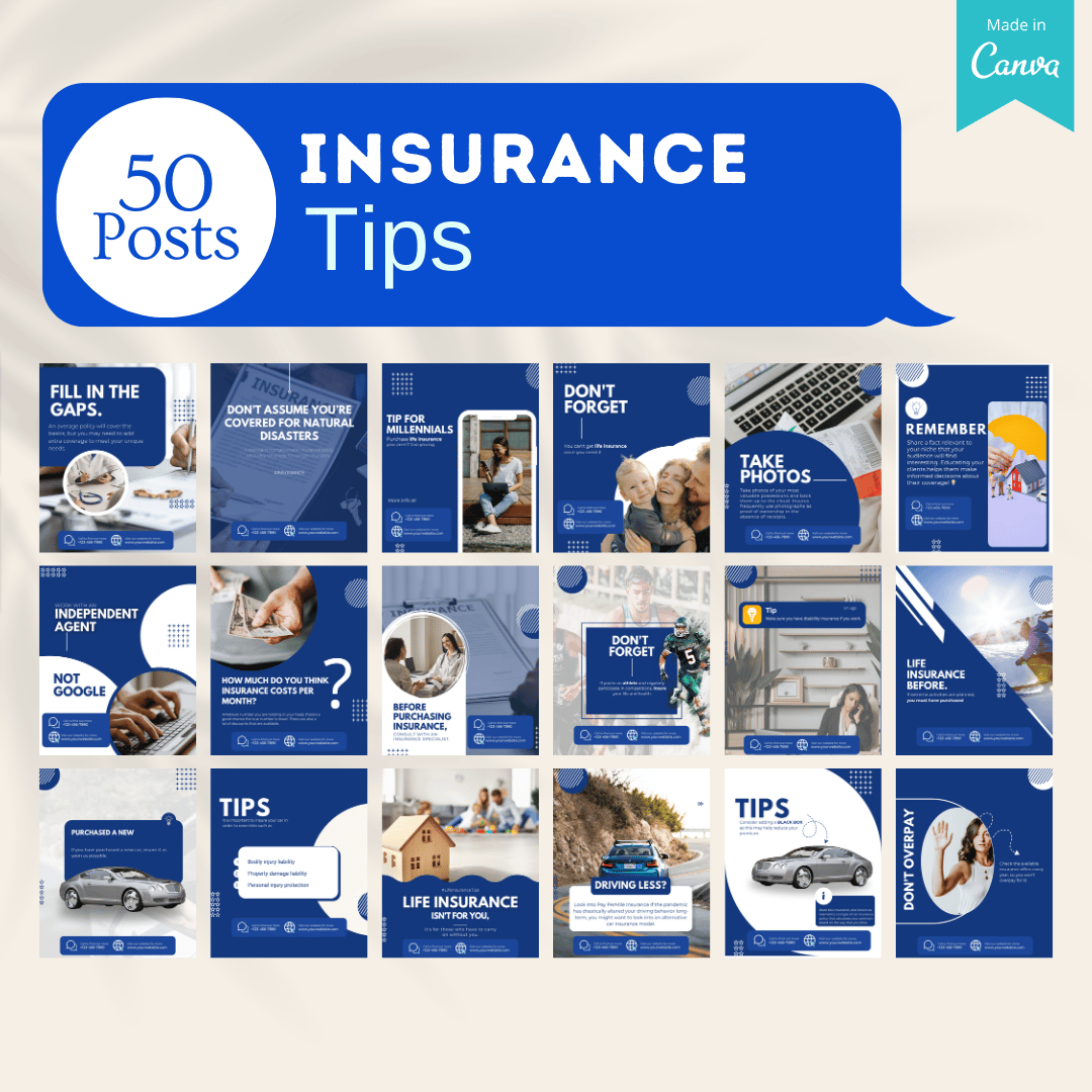500 Insurance Agent Posts - Social Media Templates – Viralcontent.design