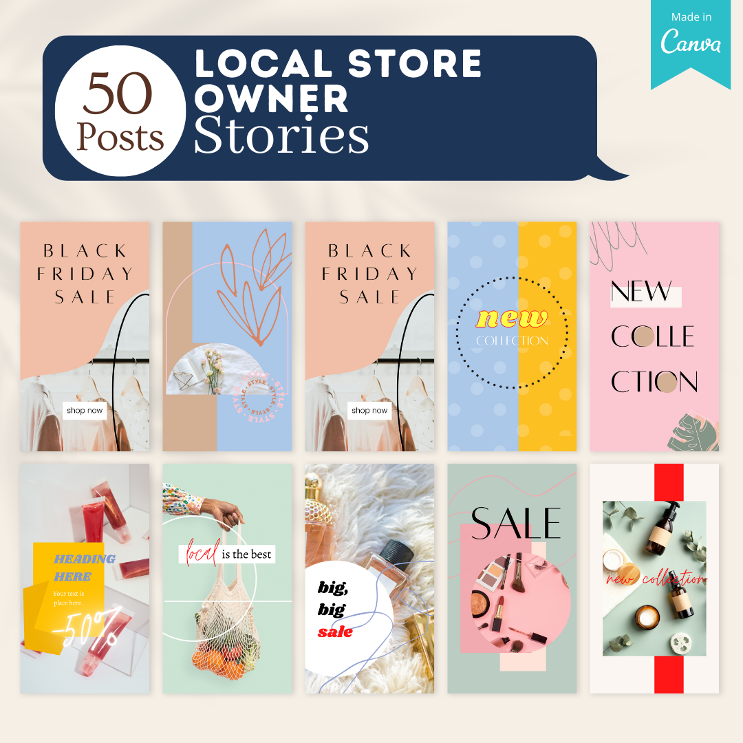 Shop Local Posts 200 Local Store Owner Posts - Social Media Templates – Viralcontent.design