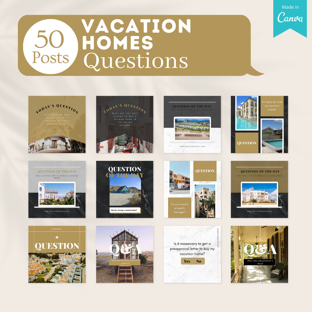 200 Vacation Homes Posts  - Social Media Templates