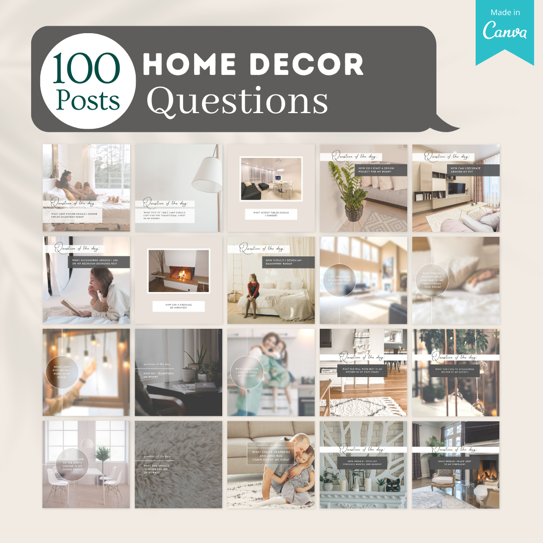 300 Home Decor Posts - Social Media Canva Templates – Viralcontent.design