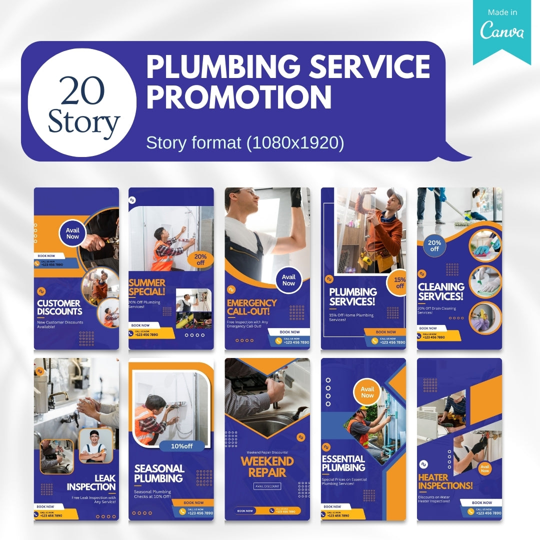 70  Plumbing Service Promotion Canva Templates