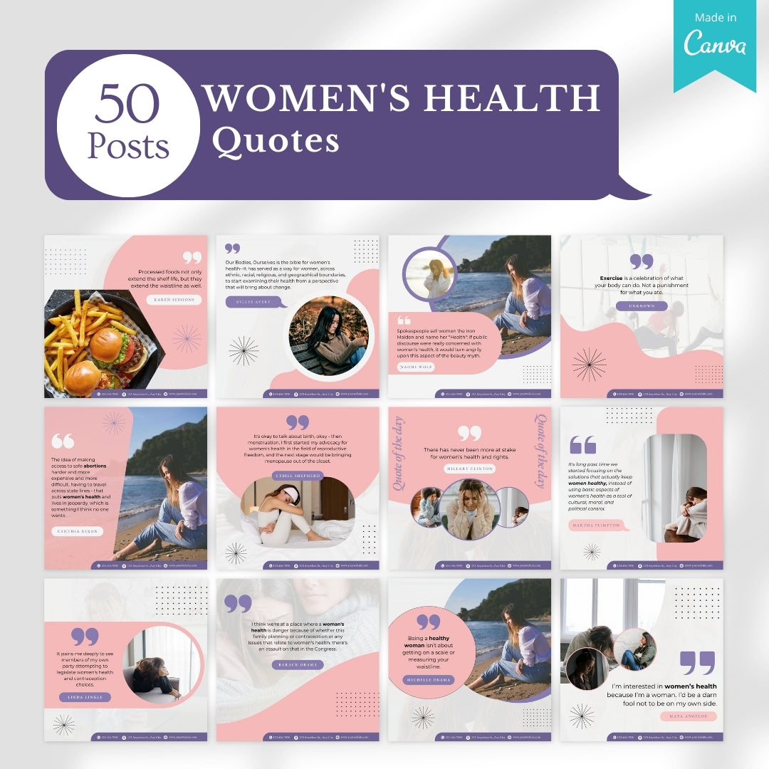 400 Women's Health  Posts - Social Media Templates