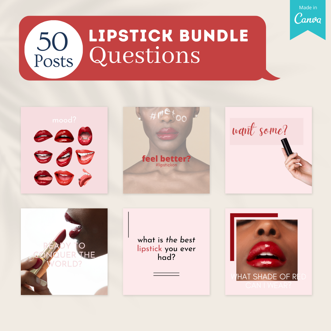 200 Lipstick Bundle Posts - Social Media Canva Templates