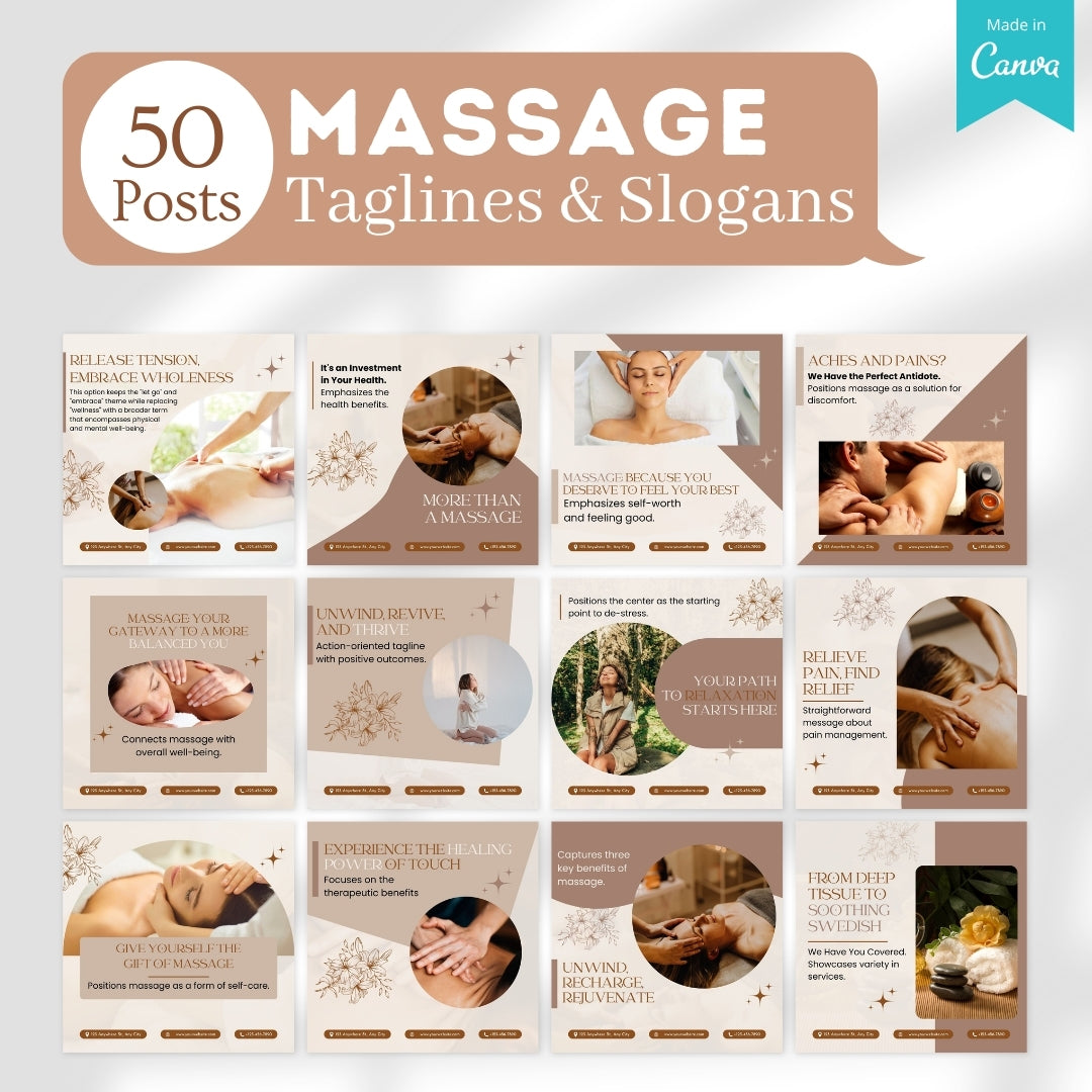 500 Massage Center  - Social Media Canva Templates