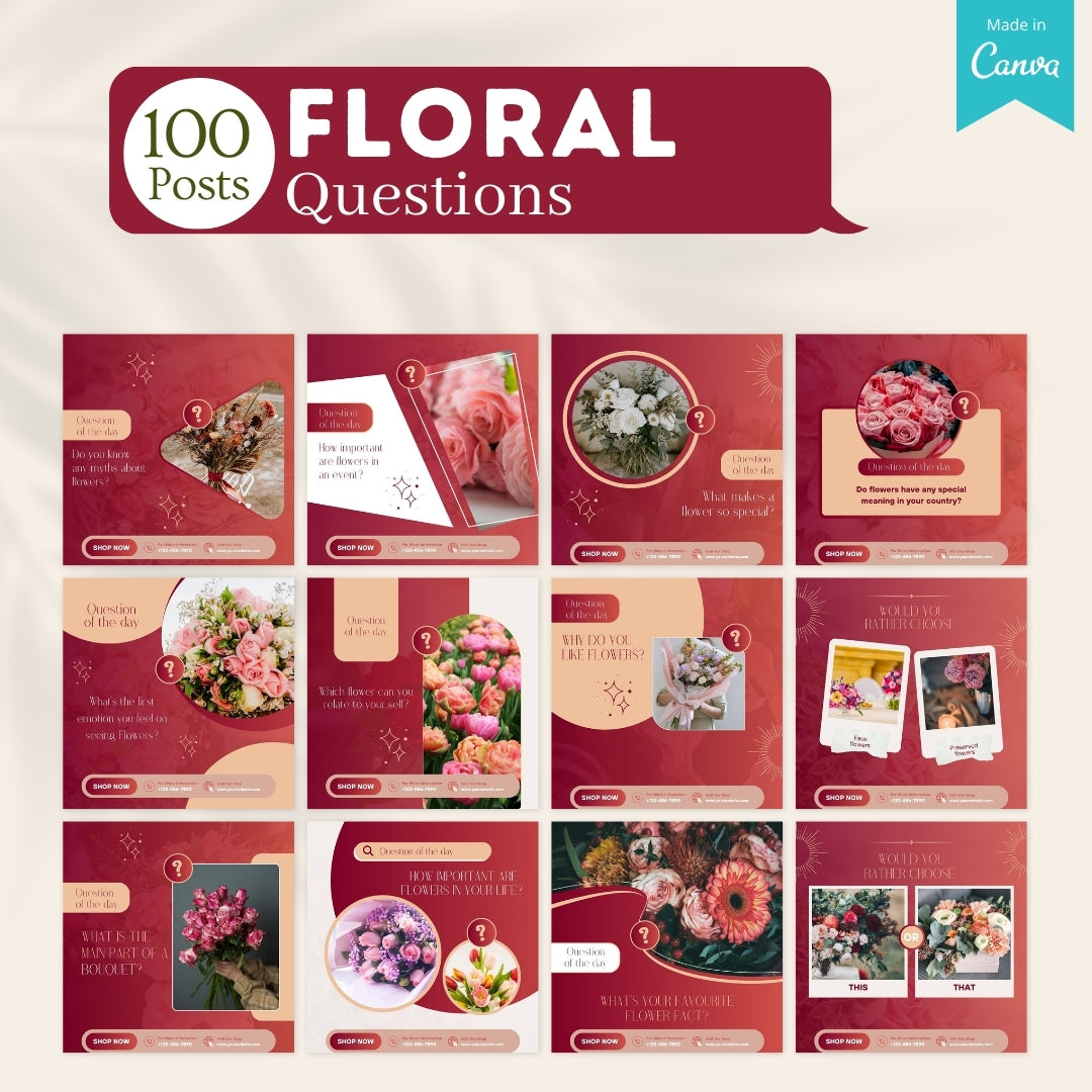 300 Floral Posts -  Social Media Canva Templates