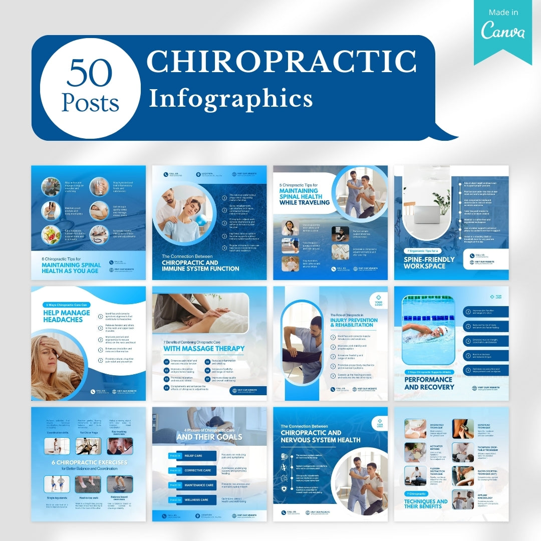 480 Chiropractic Posts - Social Media Canva Templates