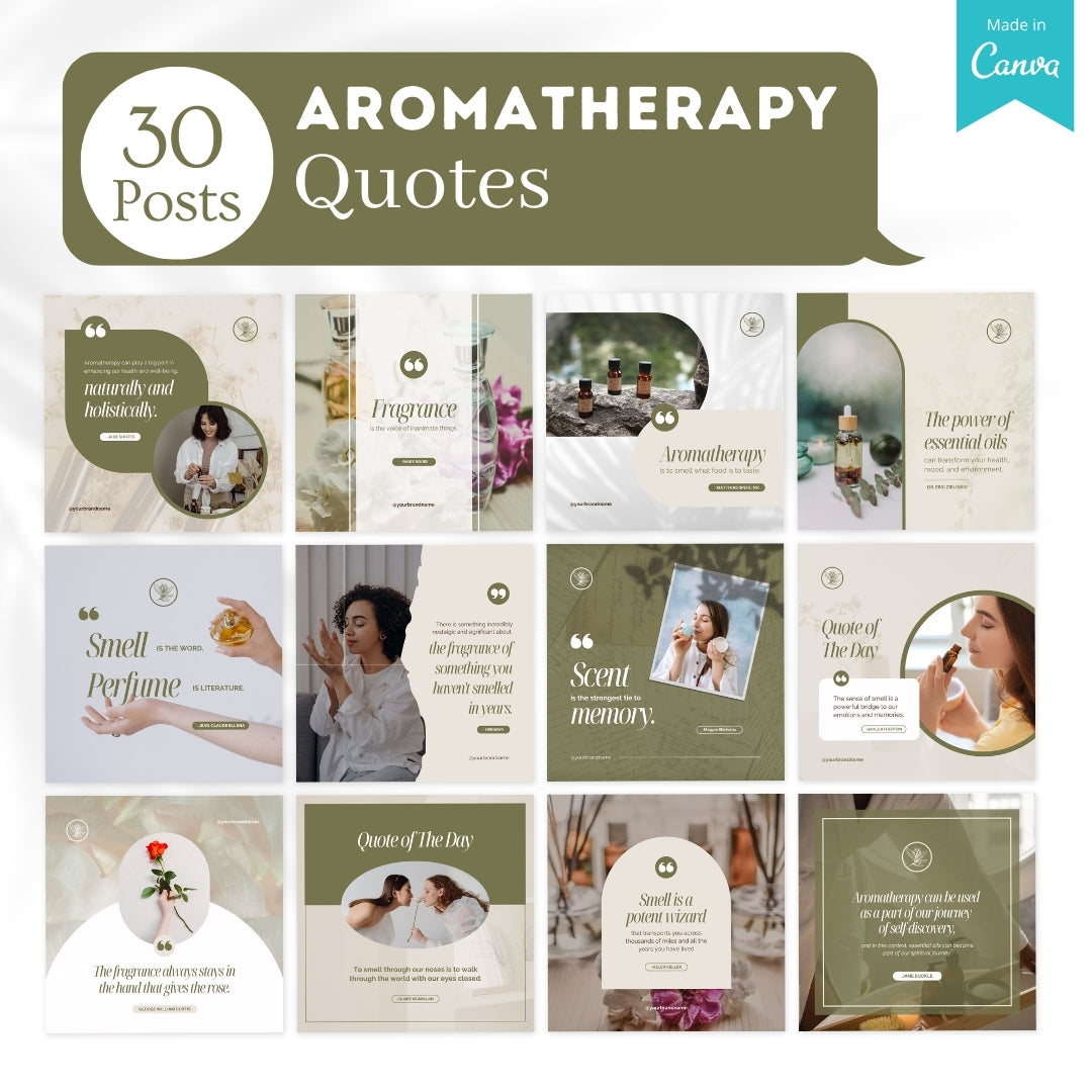 300 Aromatherapy Posts - Social Media Canva Templates