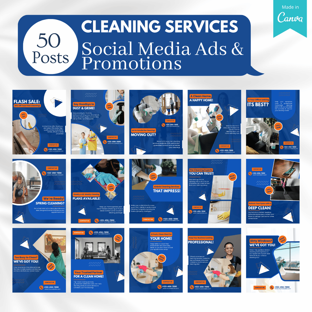 300 Cleaning Services Posts - Social Media Templates