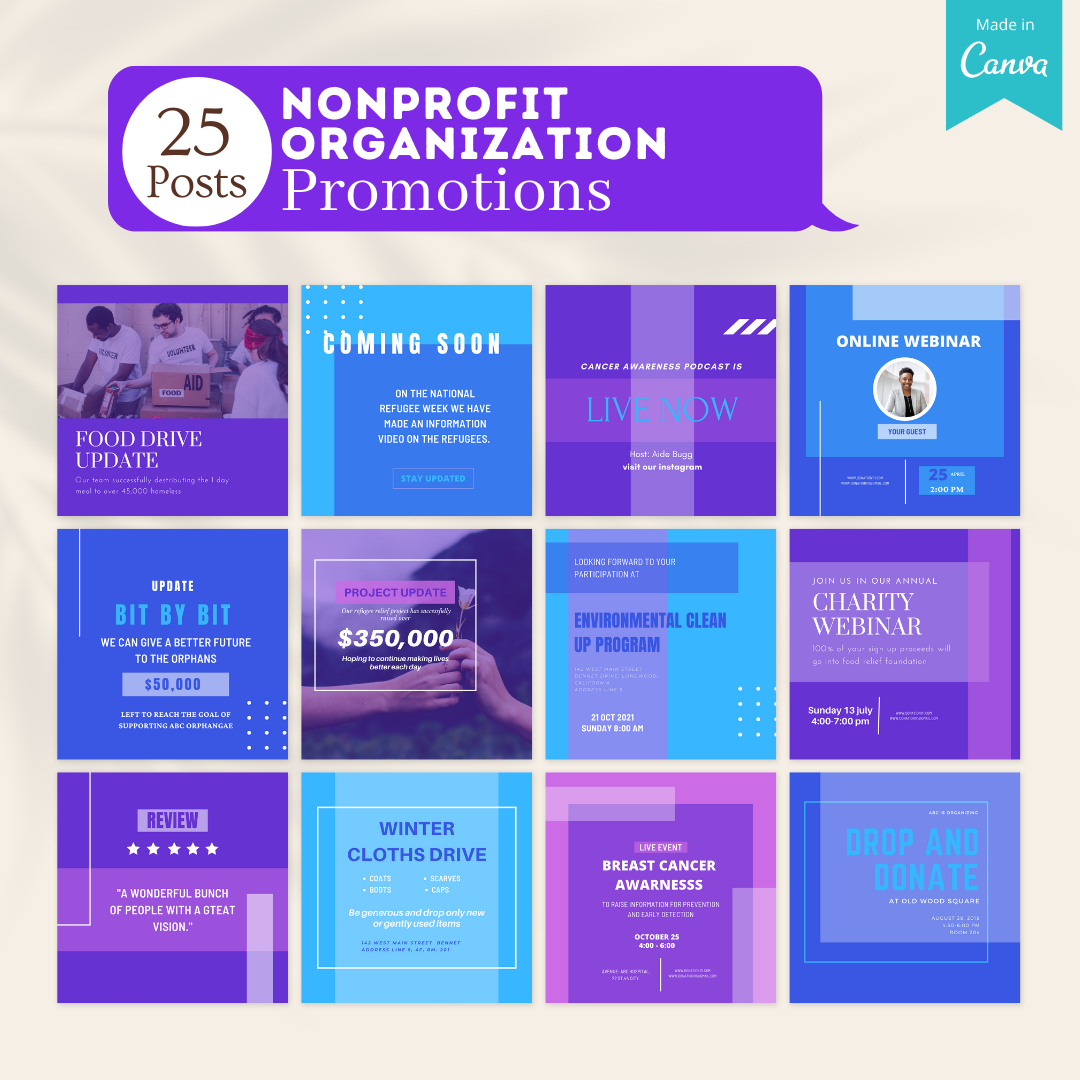 Organizations Posts 200 Nonprofit Organization Posts - Social Media Templates ...