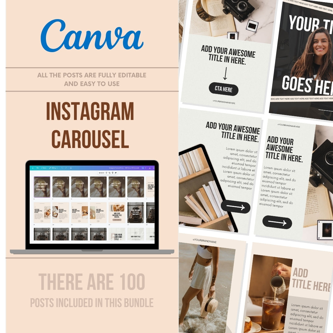 Instagram Carousel Templates - 100 Posts / 15 Carousels