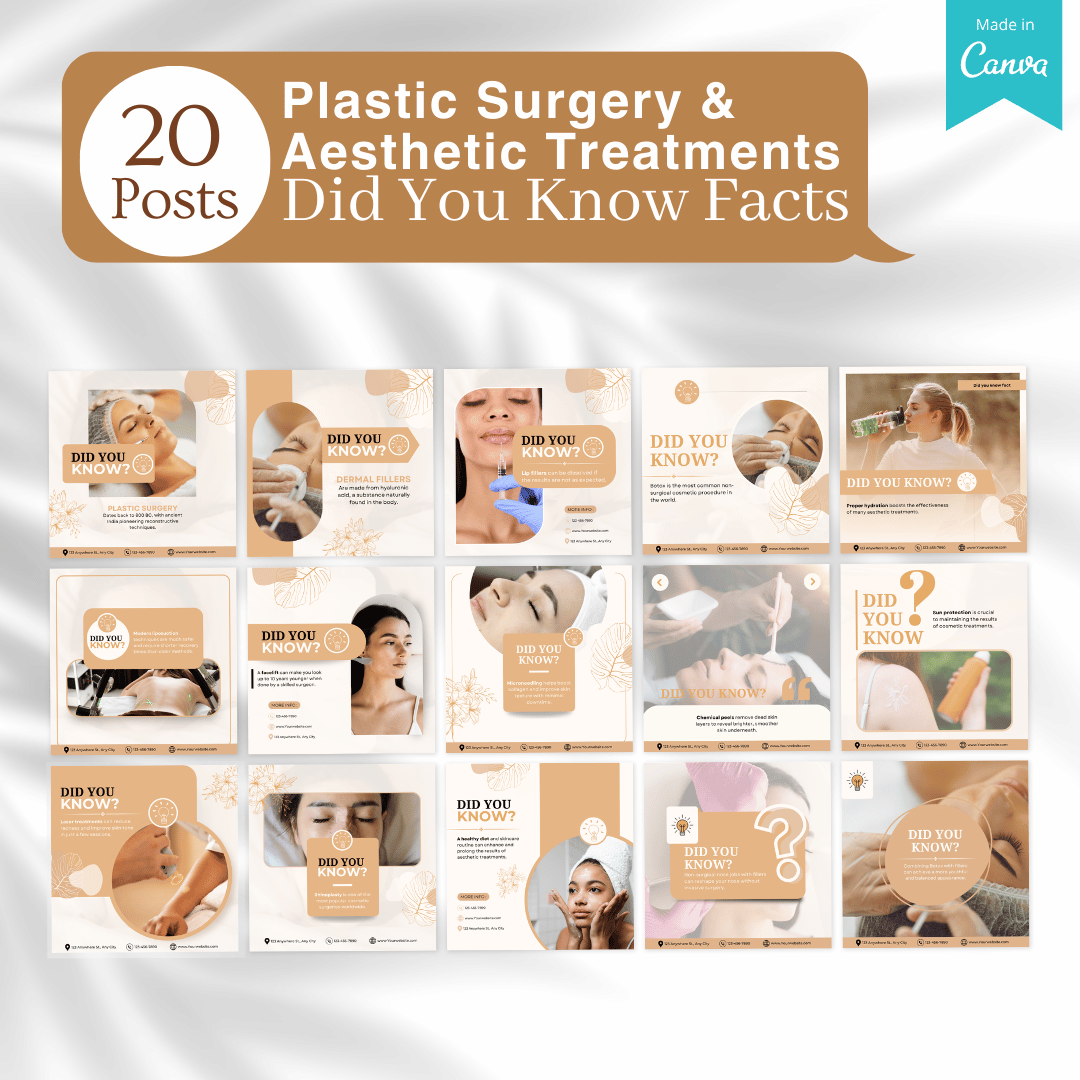 270 Plastic Surgery & Aesthetic Treatments Posts - Canva Templates