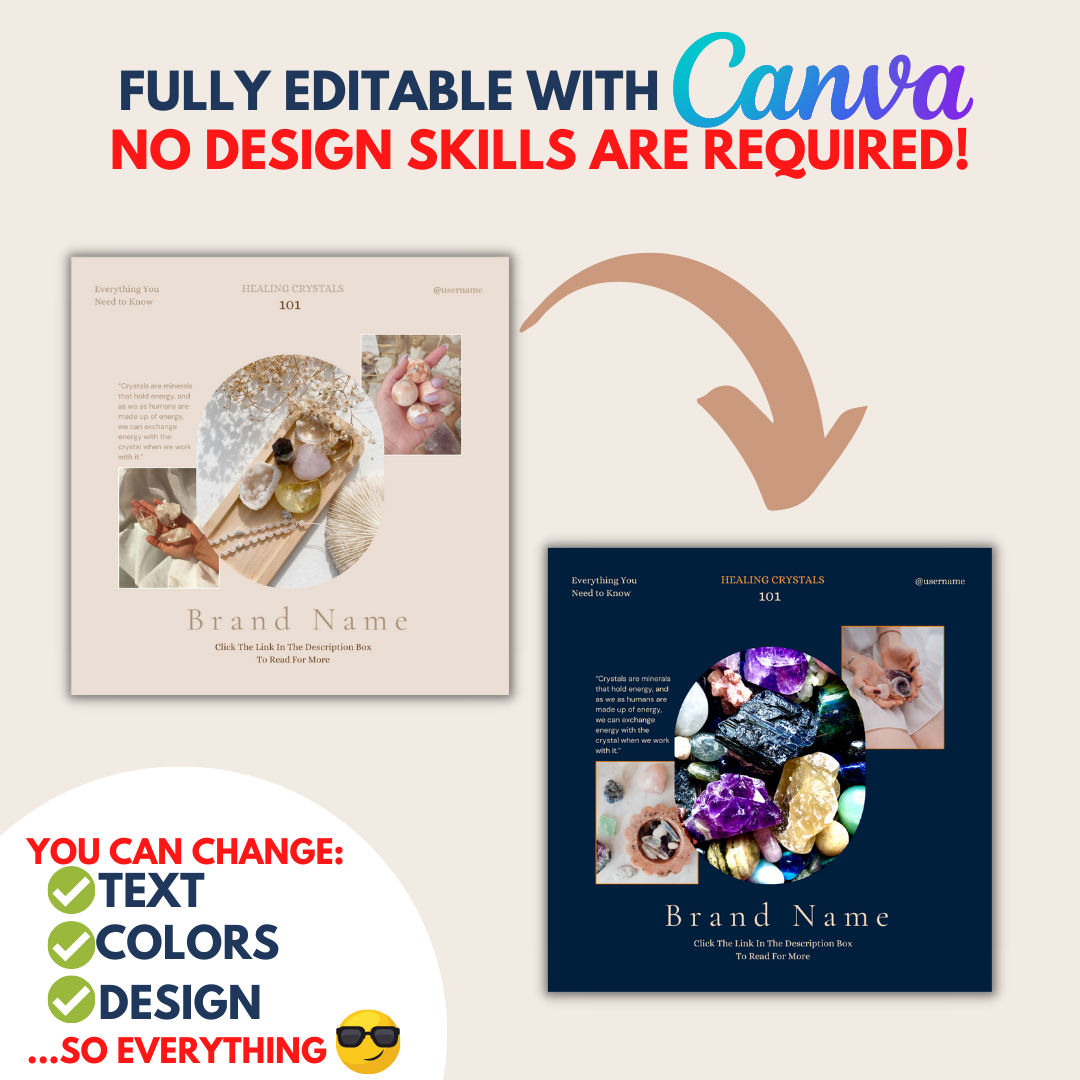 200 Crystal Posts - Social Media Canva Templates