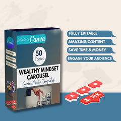 50 Wealthy Mindset Carousels - Social Media Templates