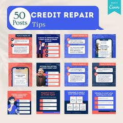 200 Credit Repair Posts - Social Media Canva Templates