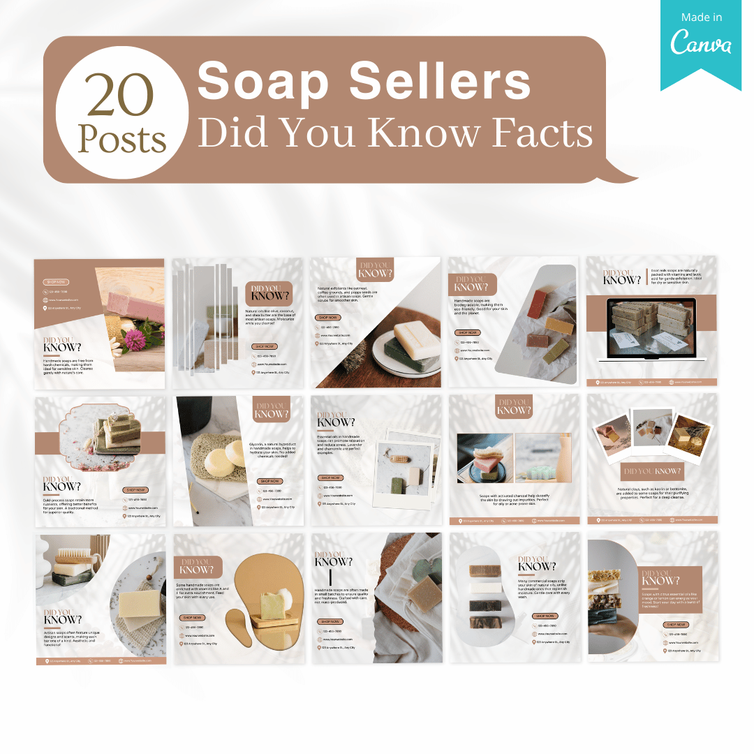 270 Soap Posts - Social Media Canva Templates