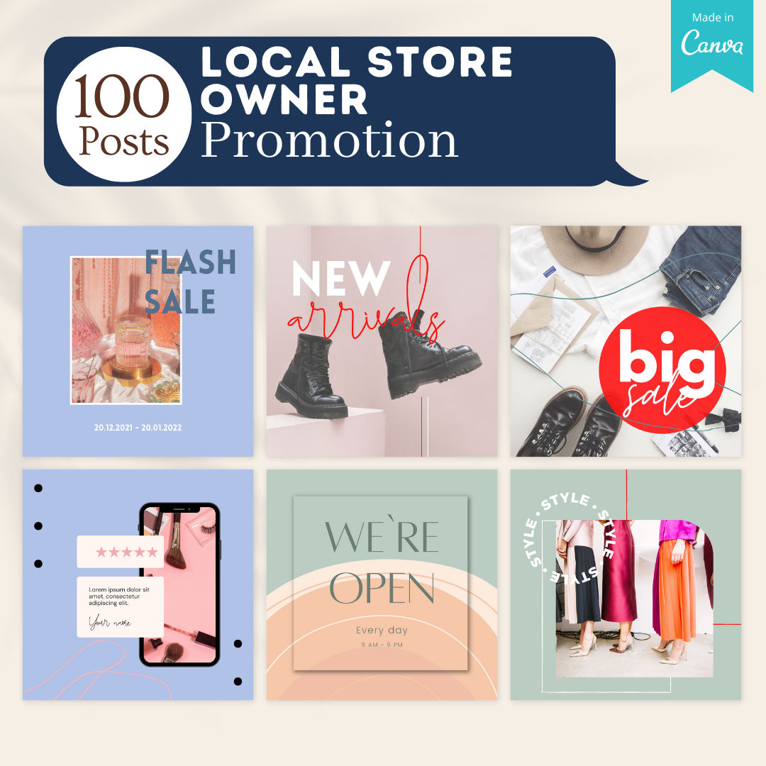 Shop Local Posts 200 Local Store Owner Posts - Social Media Templates – Viralcontent.design