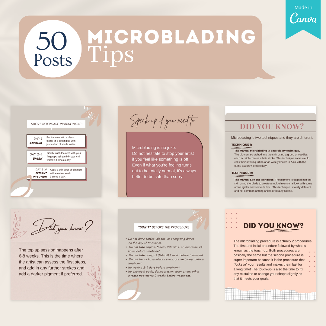 300 Microblading Posts - Social Media Canva Templates – Viralcontent.design
