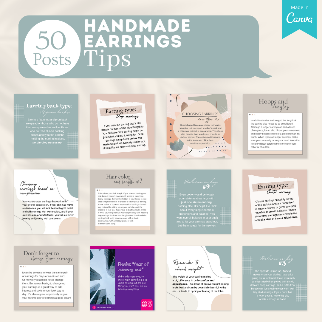 200 Handmade Earrings Posts - Social Media Templates