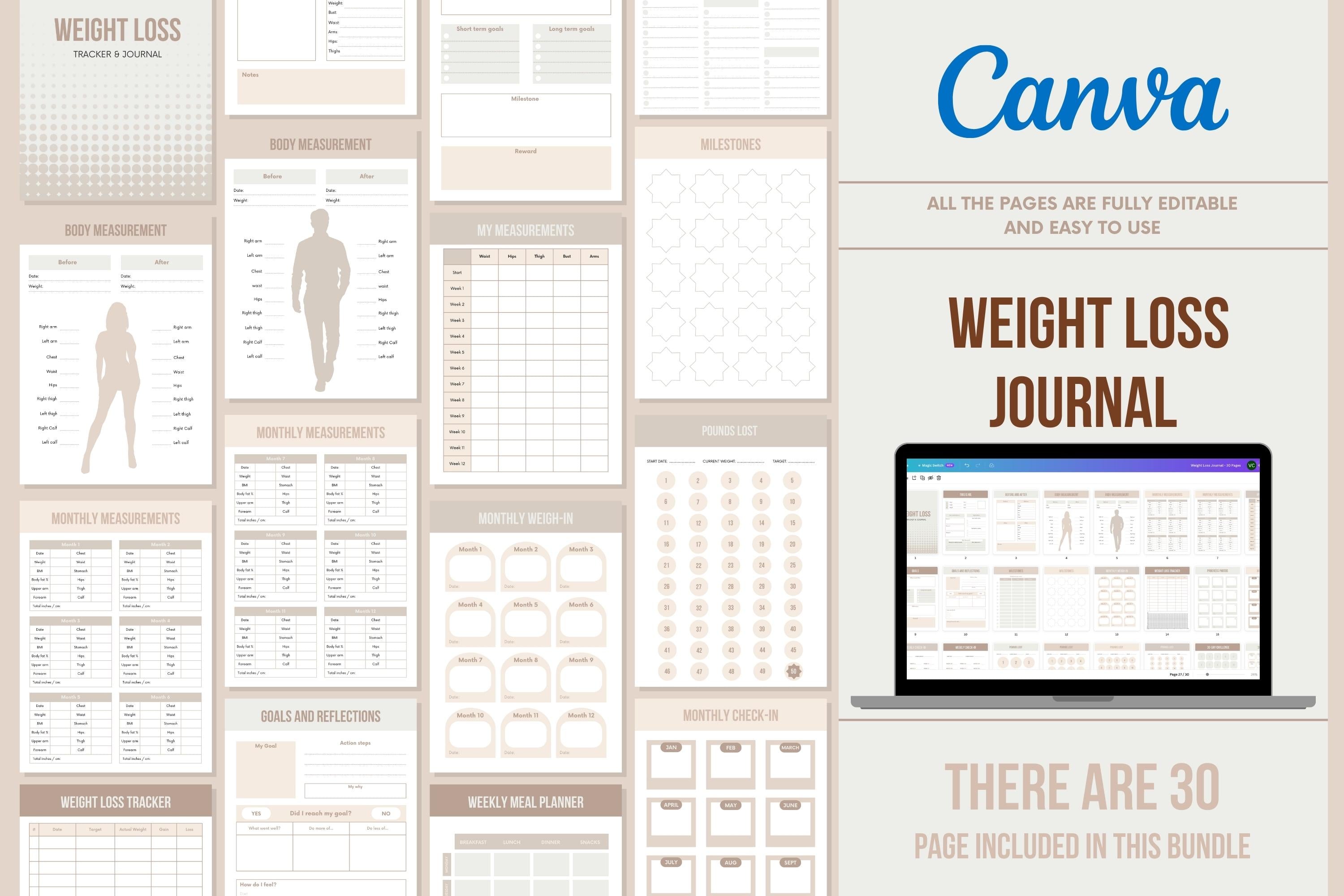 Weight Loss Journal - 30 Pages