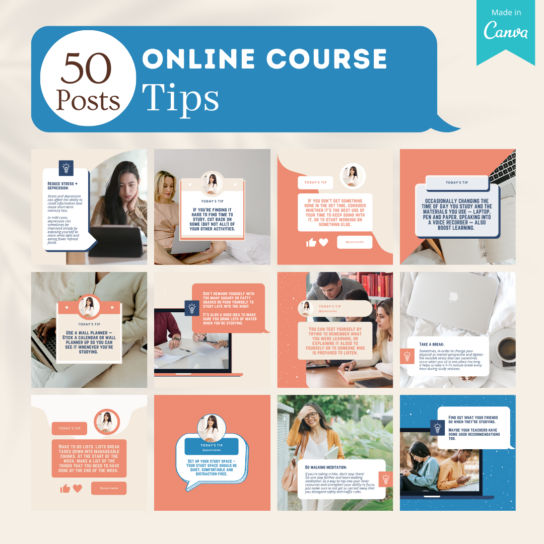 200 Online Course Posts - Social Media Templates – Viralcontent.design