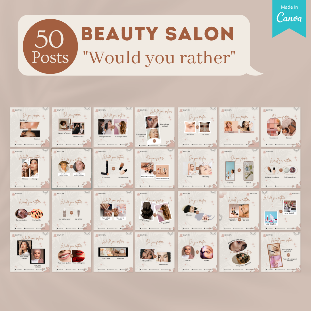 600 Beauty Salon Posts- Social Media Templates