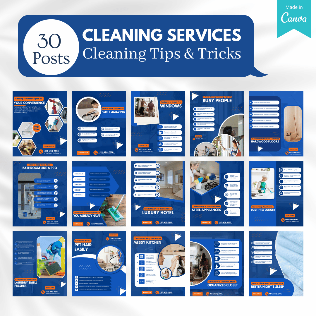 300 Cleaning Services Posts - Social Media Templates