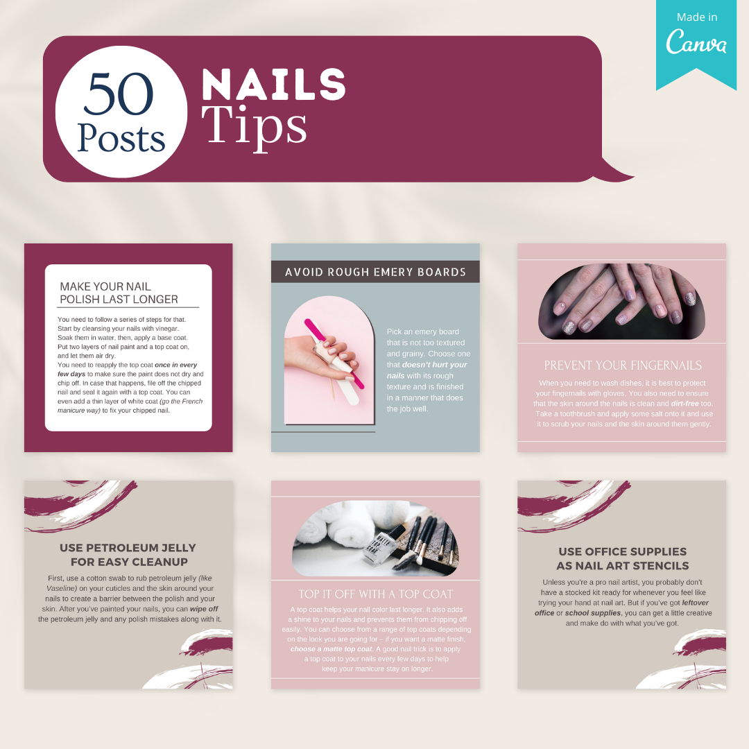 300 Nails Posts - Social Media Canva Templates – Viralcontent.design