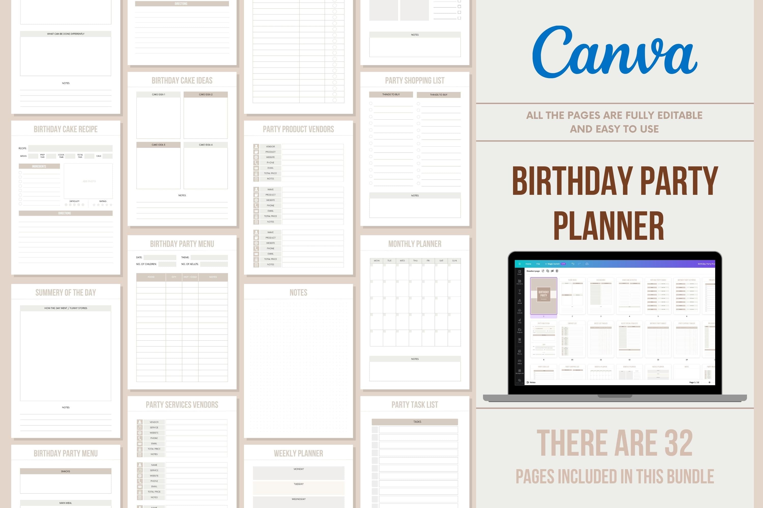 Birthday Party Planner - 32 Pages