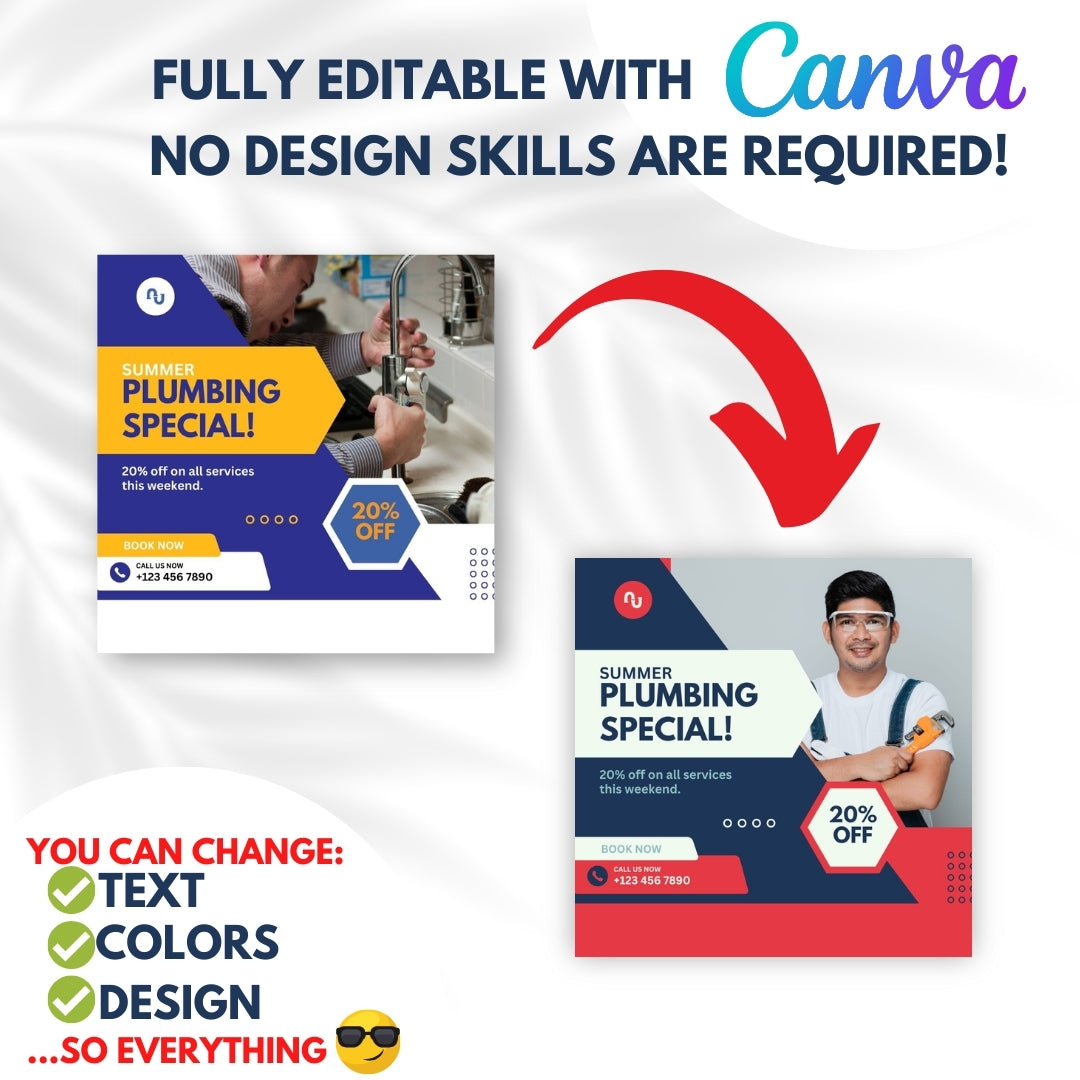 70  Plumbing Service Promotion Canva Templates