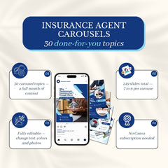 Insurance Agent Carousels Bundle - 30 Done-For-You Topics