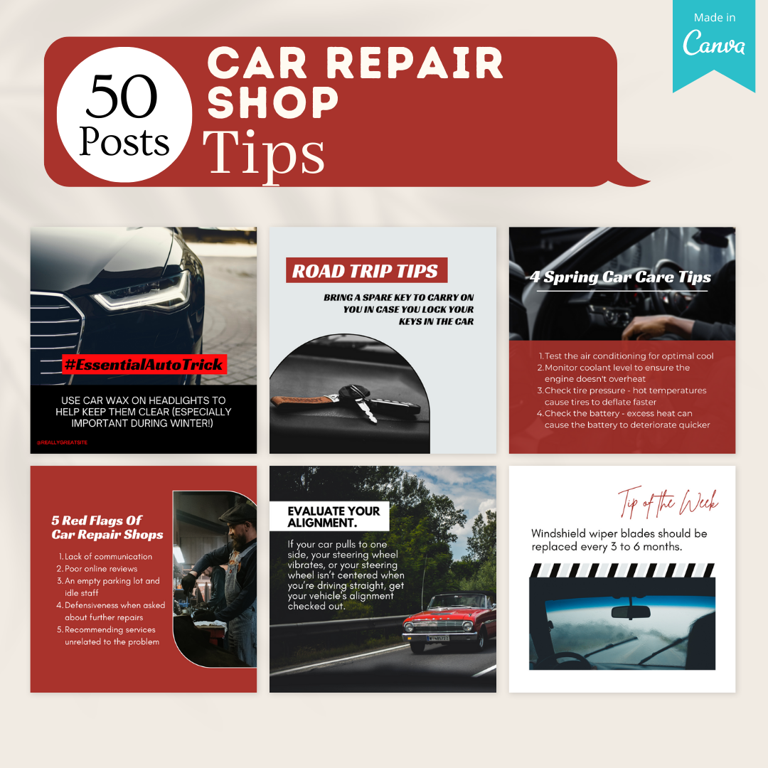 200 Car Repair Shop Posts - Social Media Templates – Viralcontent.design