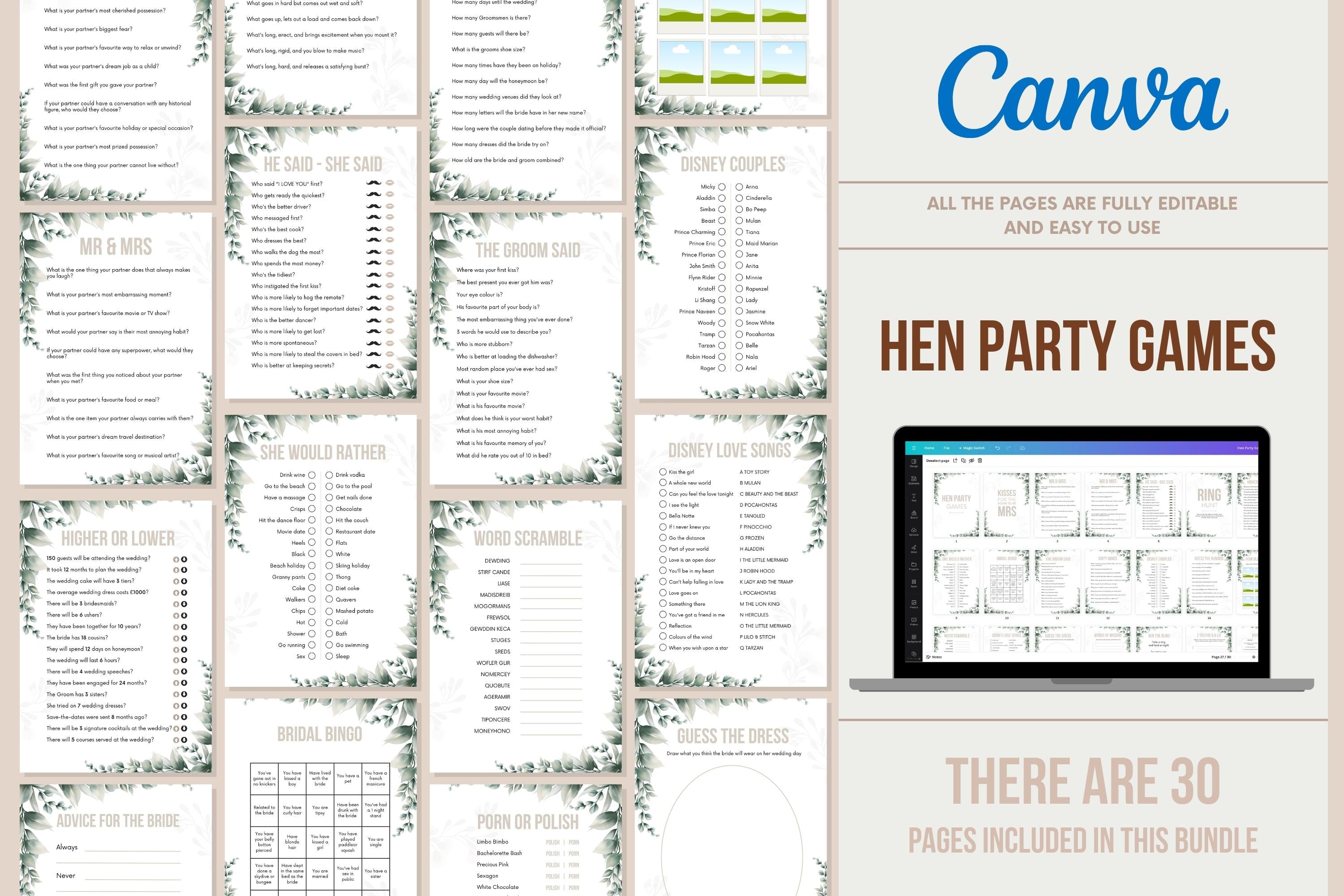 Hen Party Games - 30 pages