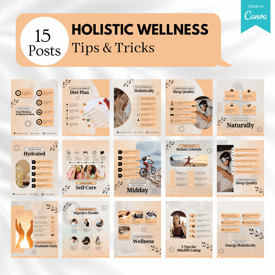 100 Holistic Wellness Canva Templates