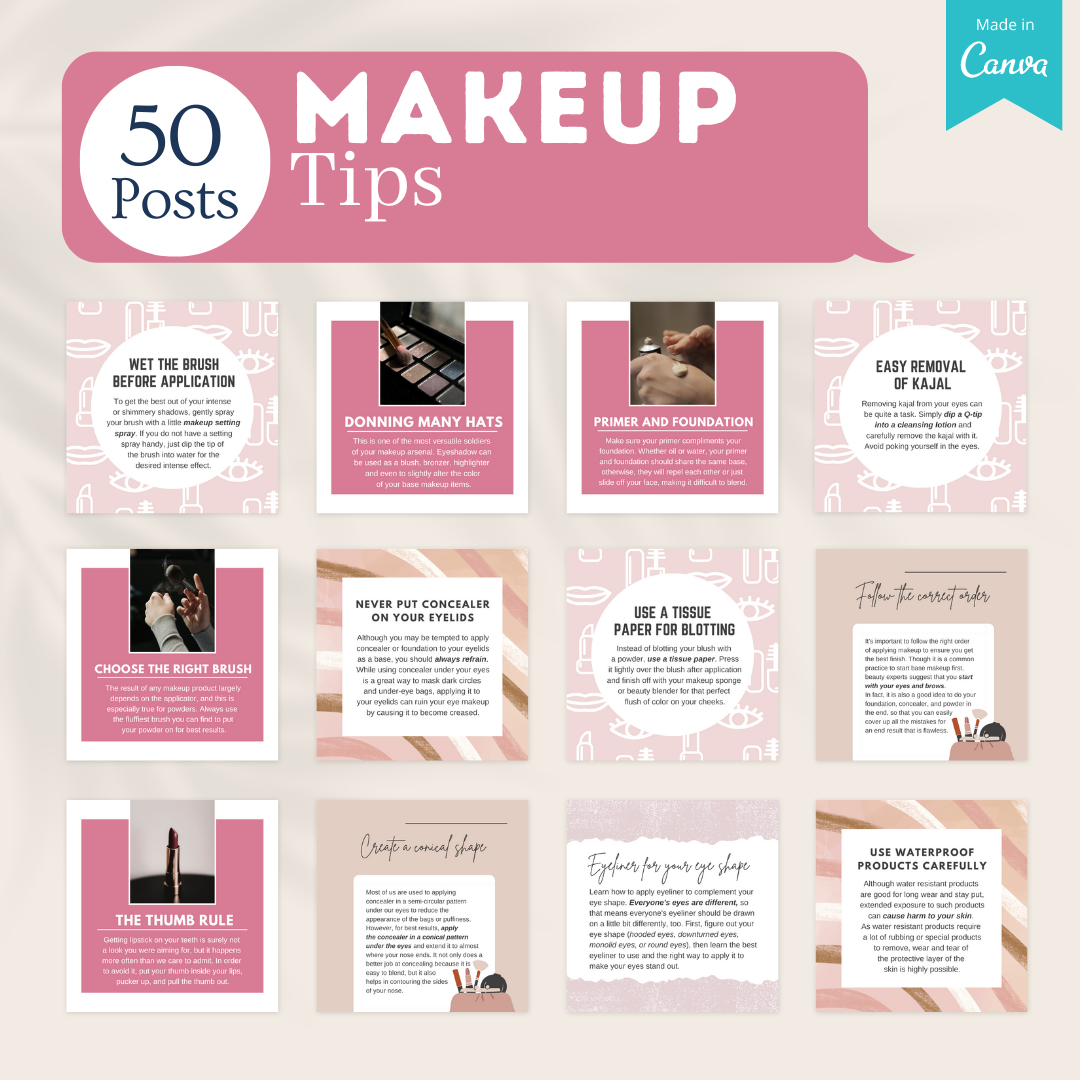 Makeup Post 400 Makeup Posts - Social Media Canva Templates – Viralcontent.design