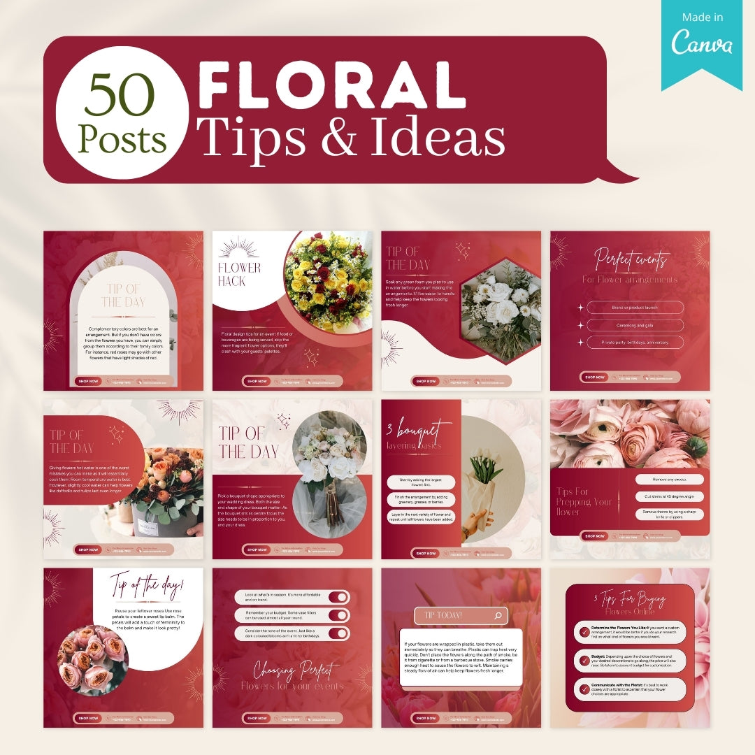 300 Floral Posts -  Social Media Canva Templates