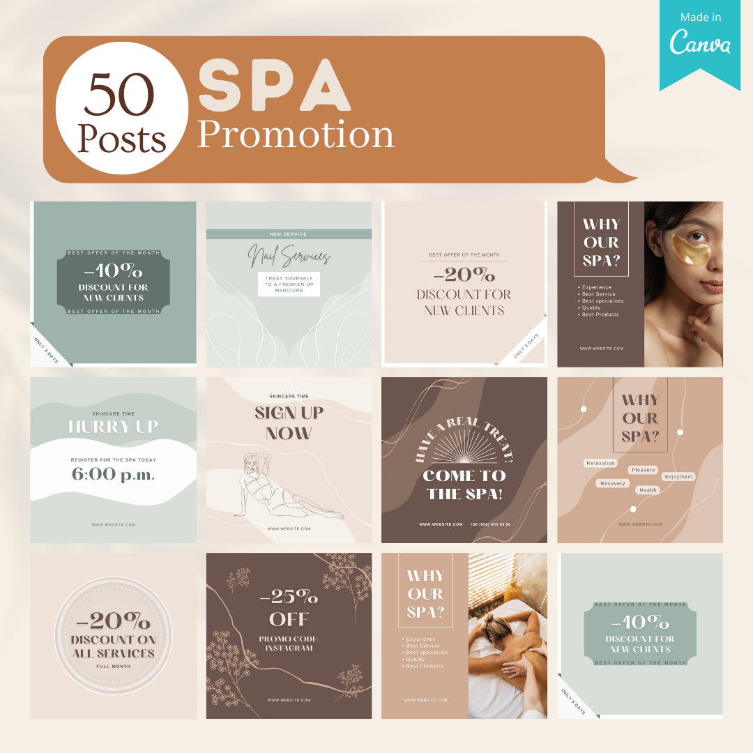 200 Spa Posts - Social Media Templates – Viralcontent.design