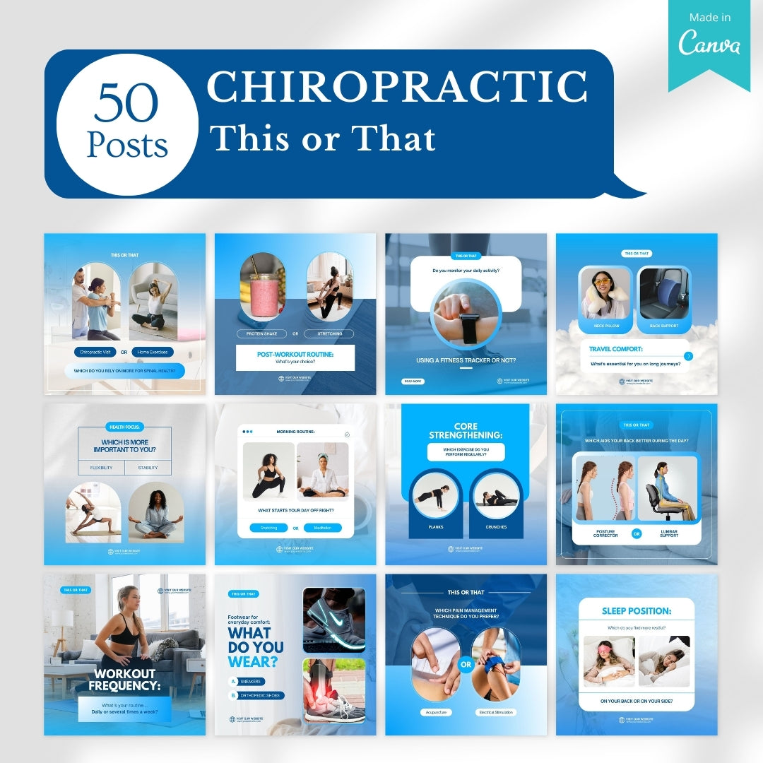 480 Chiropractic Posts - Social Media Canva Templates