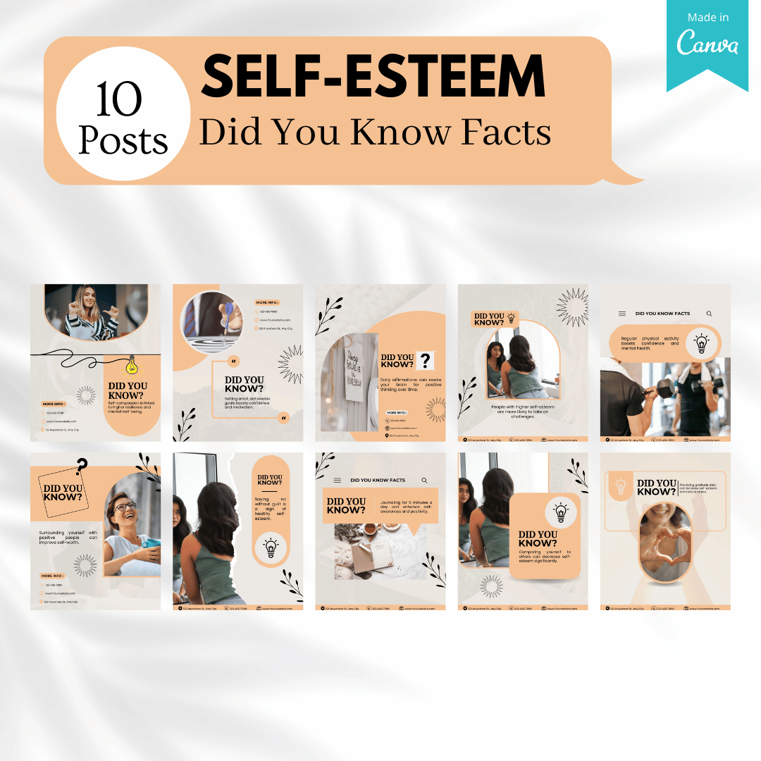 100 Self-Esteem Canva Templates