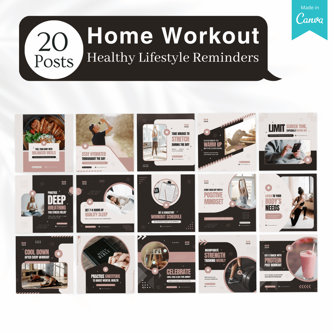 215 Home Workout Canva Templates